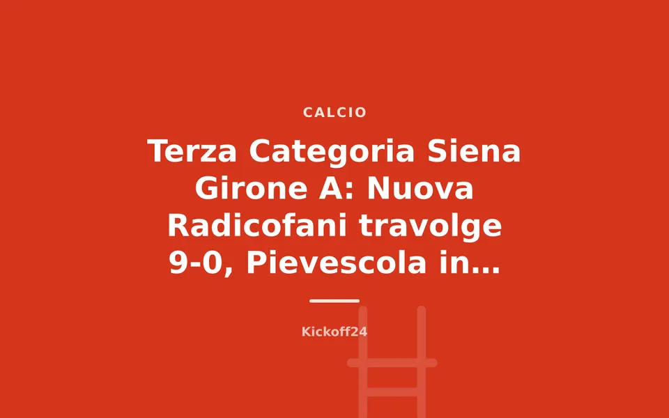Terza Categoria Siena Girone A: Nuova Radicofani travolge 9-0, Pievescola in vetta