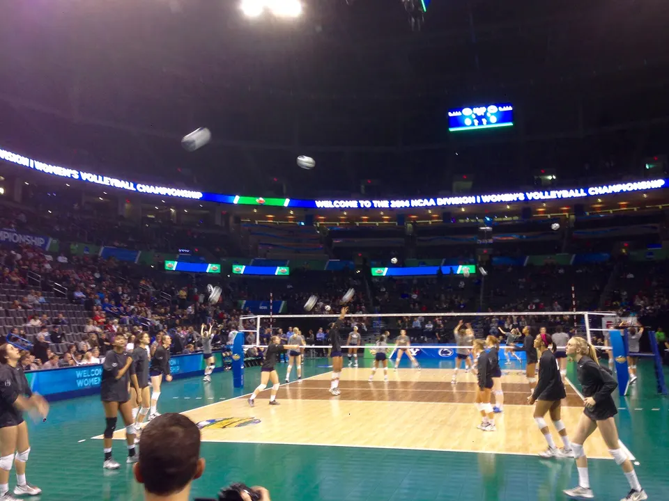 Penn State Women's Volleyball warming up prior to the 2014 Women's Volleyball National Championship