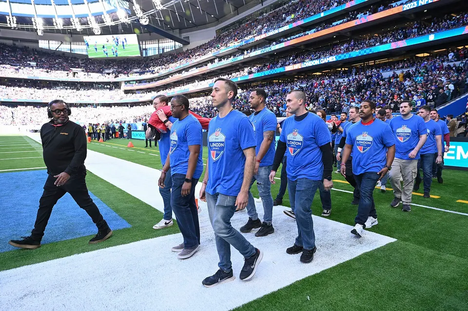 RAF Mildenhall Airmen participate in NFL pre game ceremony
